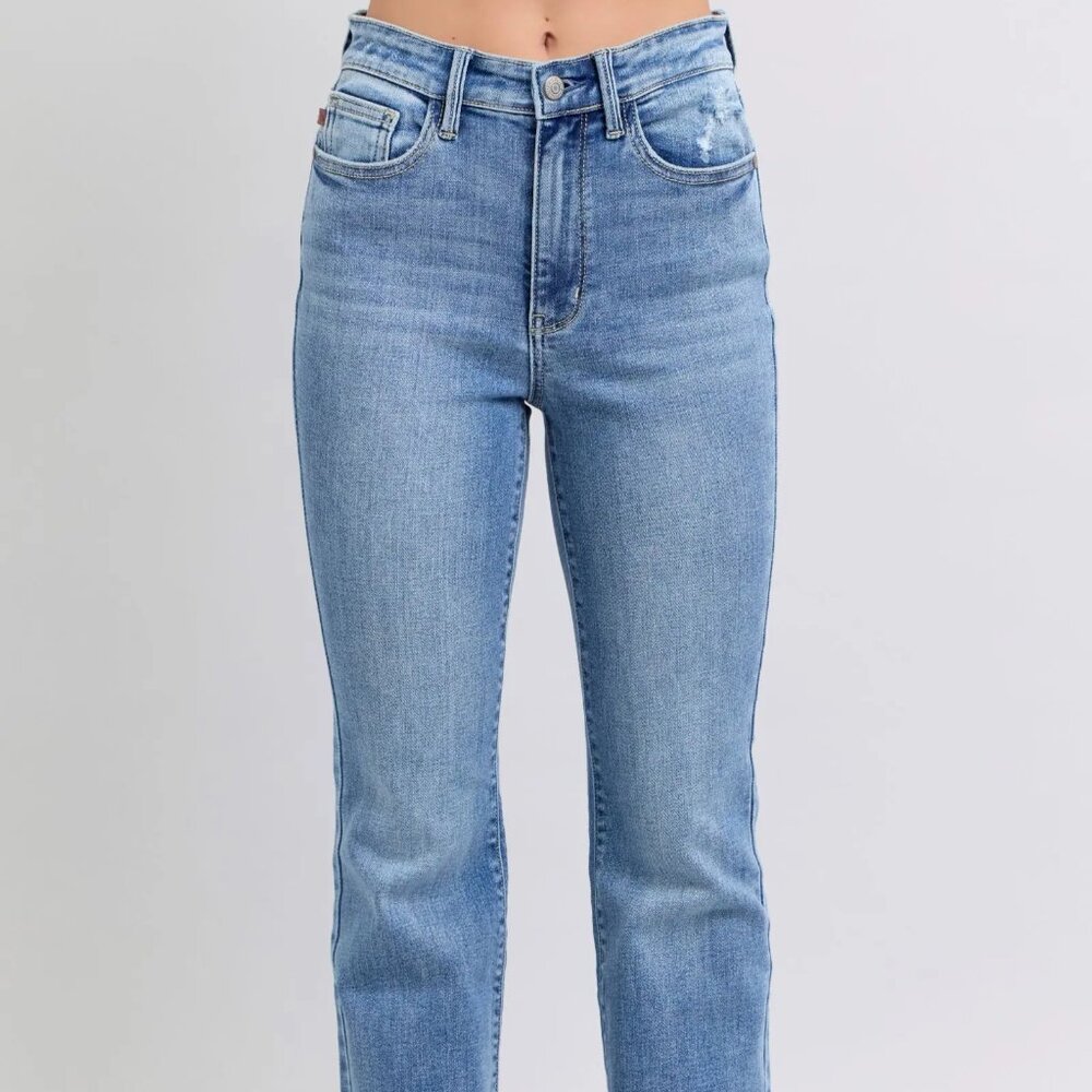 Judy Blue Full Size Raw Hem High Rise Bootcut Jeans